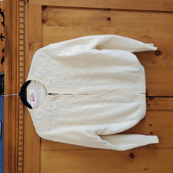 Vintage Embellished Wool/Angora cardigan sweater - Picture 1 of 8